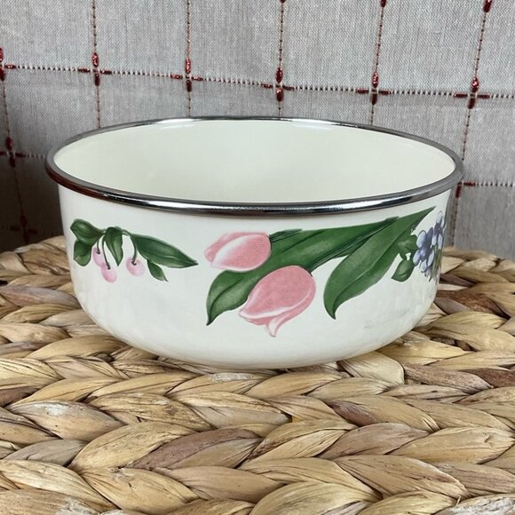 Pfaltzgraff Garden Party (Garden Impressions) Set of 4 Enamel Mixing Bowl Flat - Picture 9 of 11